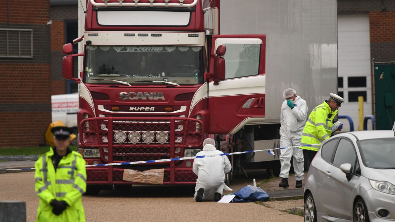 Of the 39 corpses of Vietnamese people found inside the truck, 16 have been returned. Image via Sky News.