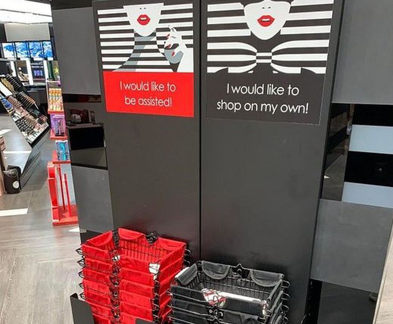 A color-coded market system at a Sephora Store// Image via Cami William's Twitter Account