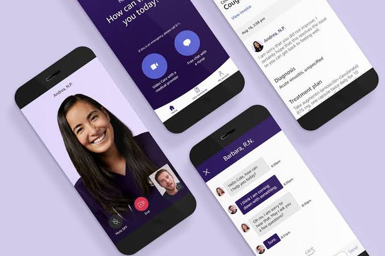 Amazon care is now available on the app store and Google play store, image via Amazon