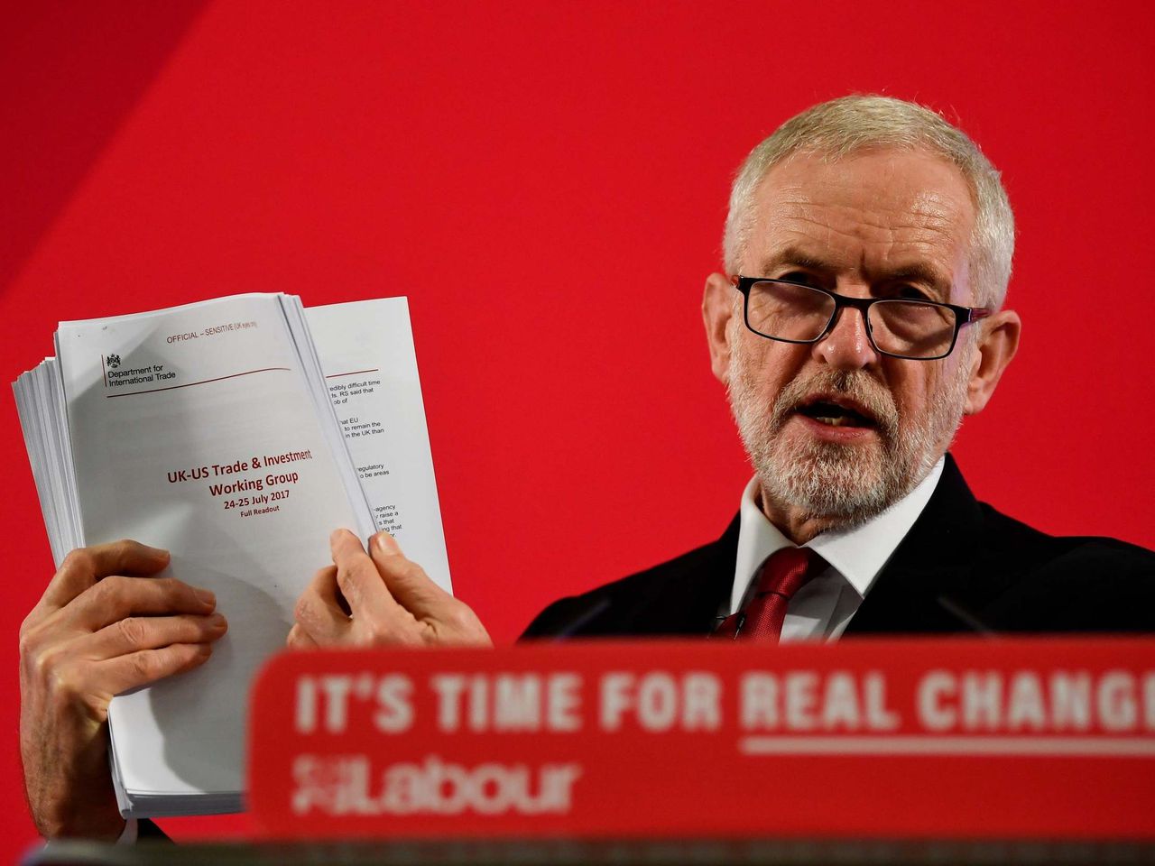 An official leak suggests UK-US negotiations may involve NHS, despite denials. Image via The Independent.