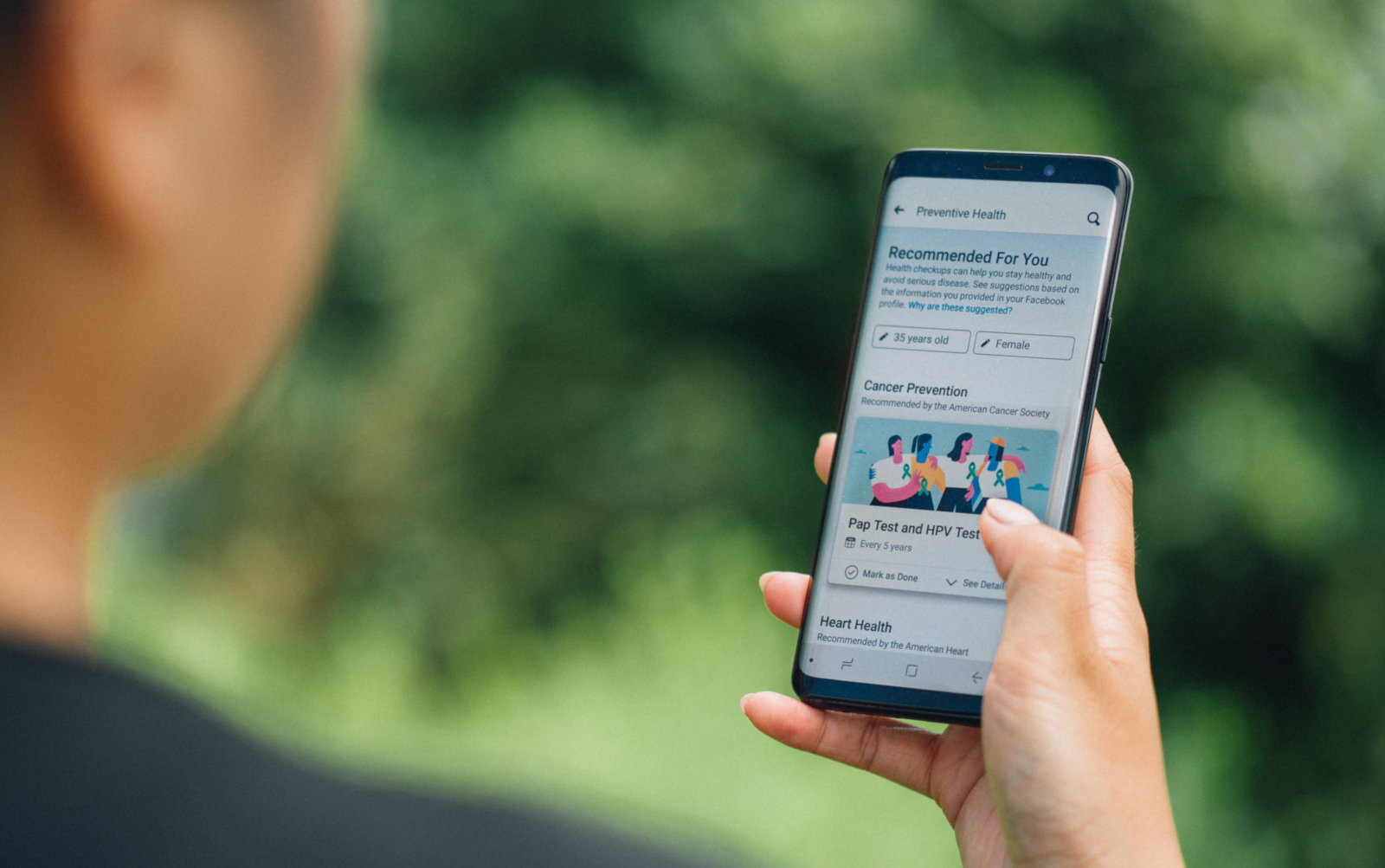 Facebook introduces new Preventive Health Tool. Image Via Engadget