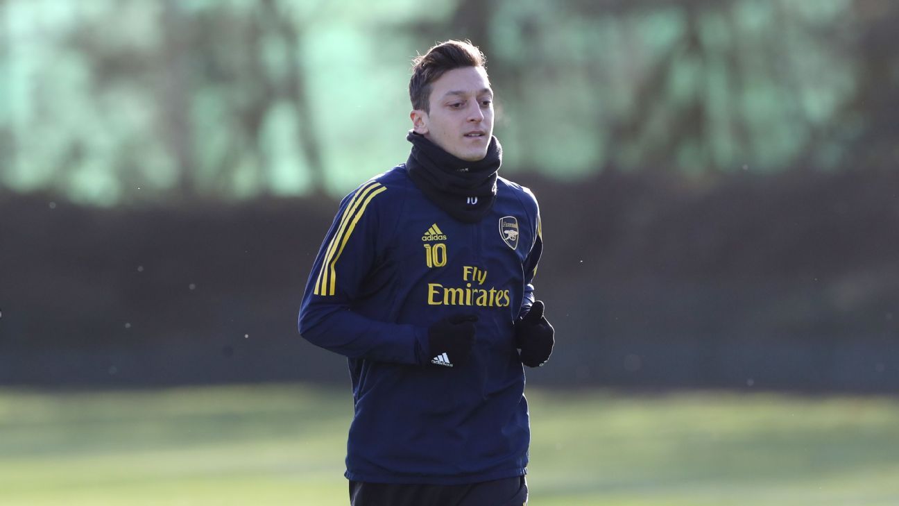 China's state television responds to Ozil's Uighur comments by pulling its Arsenal match broadcast. Image via ESPN.