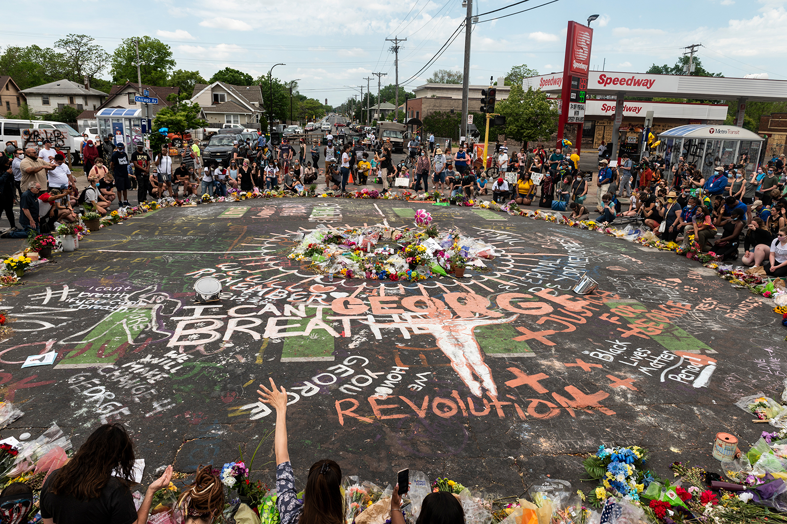 Tributes and flowers at George Floyd’s death site