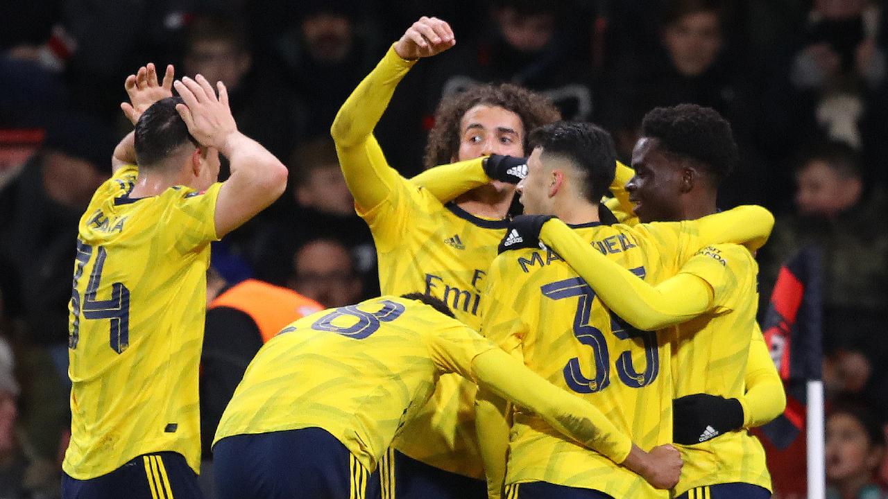 Young Arsenal squad achieve 1-2 victory over Bournemouth, proceed to FA Cup fifth round. Image via Fox Sports.