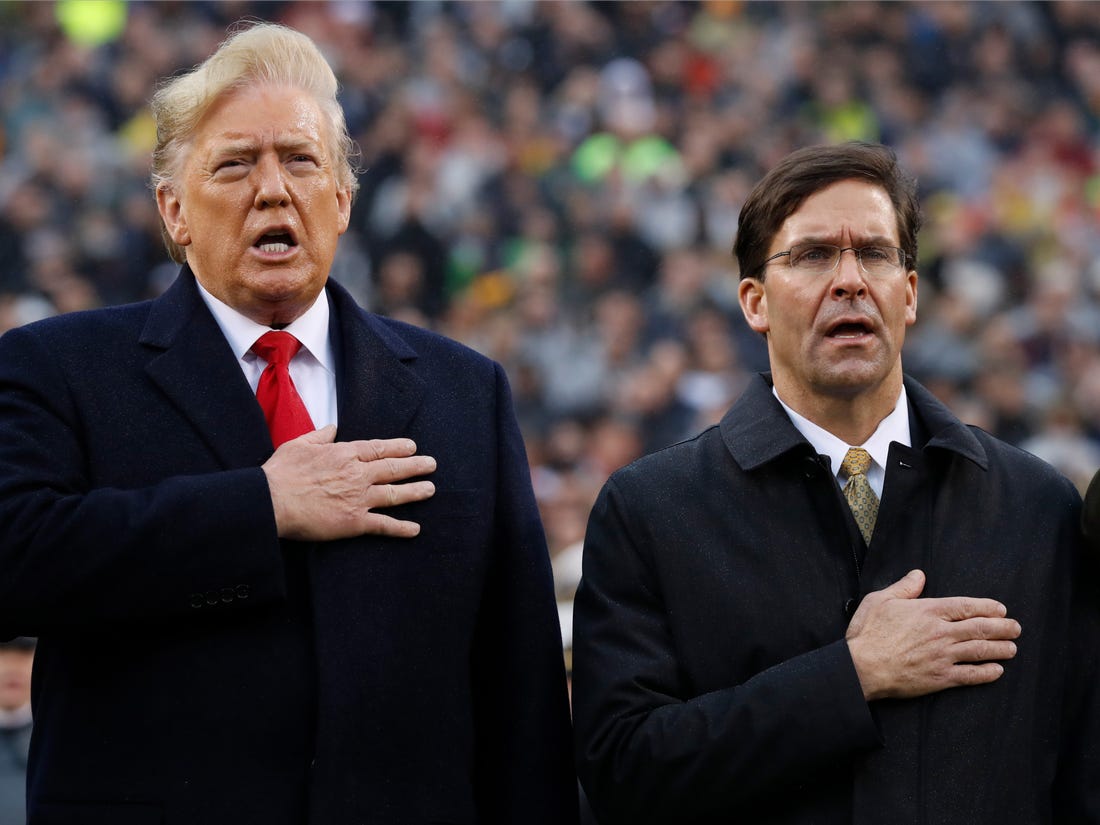 US President Donald Trump and Pentagon contradict each other about plans to attack Iran's cultural sites. Image via Business Insider.